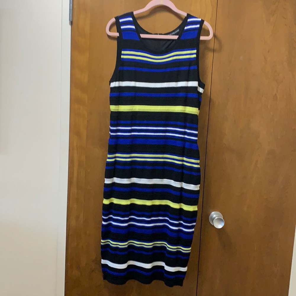 CHIQUI DELGADO KNIT DRESS STRIPED MIDI  SZ XL NWT